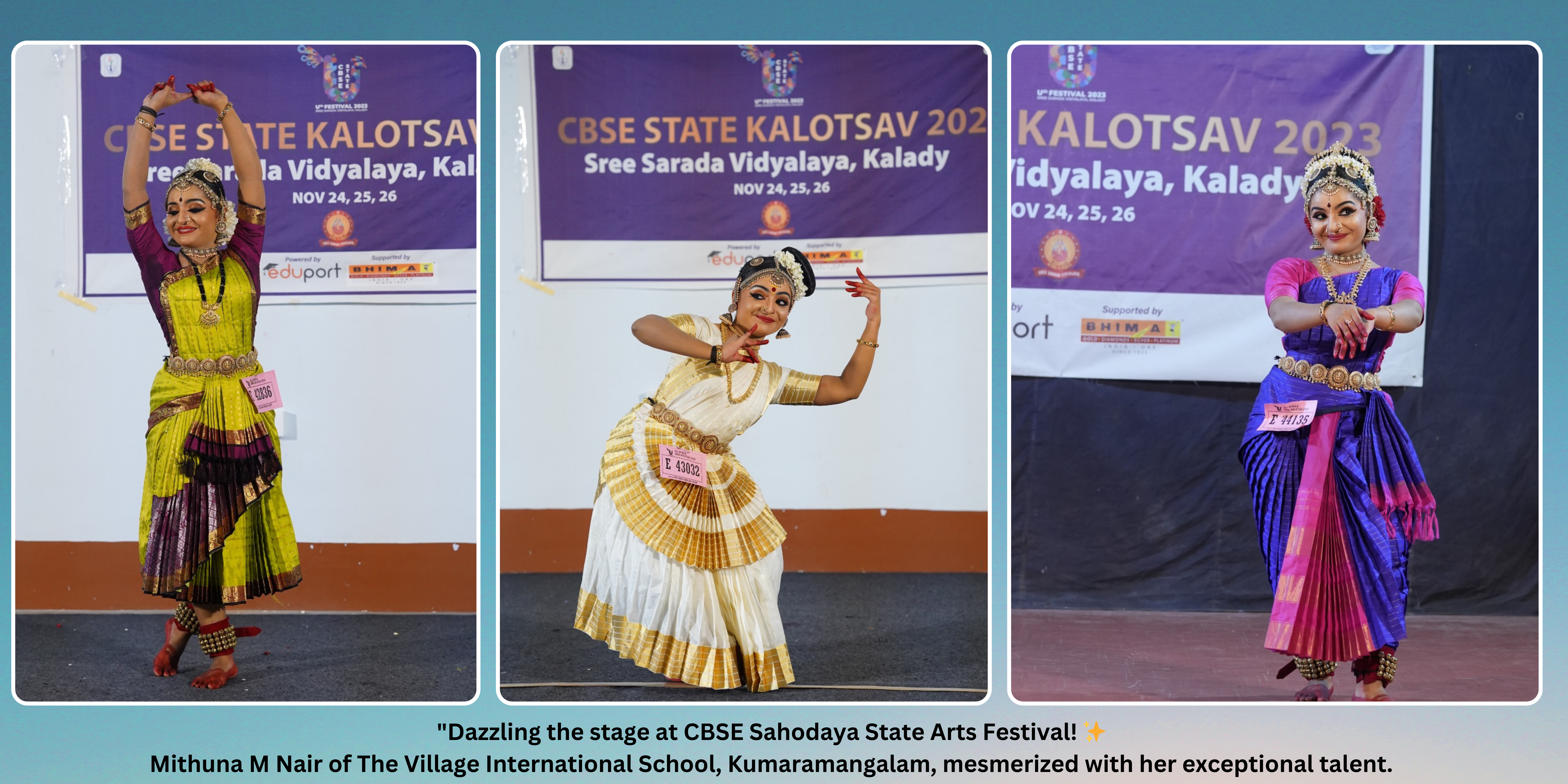 Mithuna M Nair Clinches Top Honors in Bharatanatyam, Mohiniyattam, and Kuchipudi. 